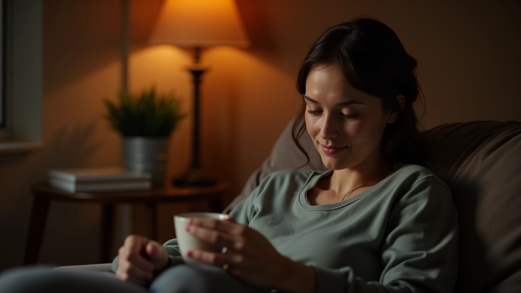 Person enjoying an evening wind-down routine at home