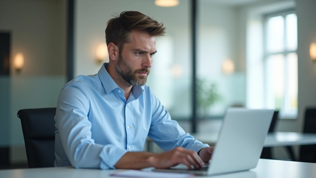 Person declining meeting invitation on laptop, showing calendar management interface