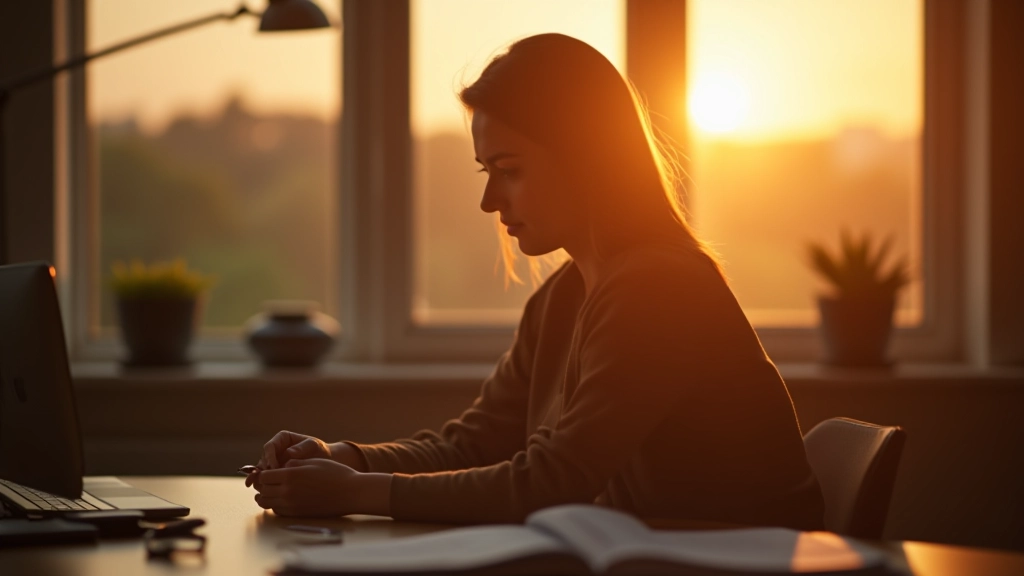 Professional creating healthy work boundaries in peaceful home office